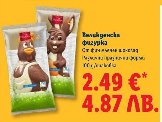 Великденска фигурка от фин млечен шоколад в Лидл.