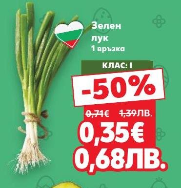 Свеж зелен лук с клас I, идеален за добавяне на аромат и свежест към вашите ястия.