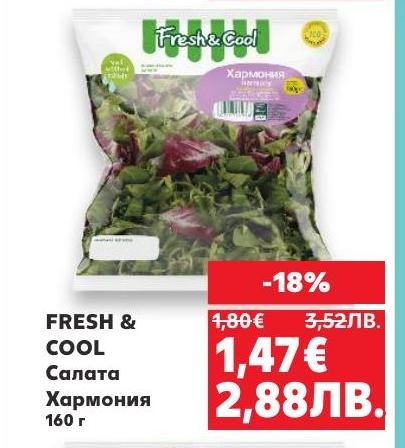 Свежа и здравословна салата Fresh & Cool Хармония, идеална за бърза и лека храна.