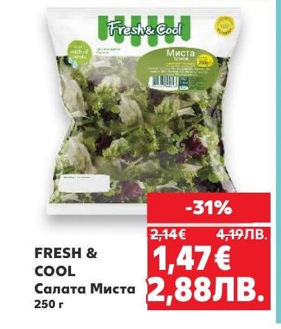 Свежа и хрупкава салата Миста от Fresh & Cool, идеална за здравословно хранене и разнообразие в менюто ви.