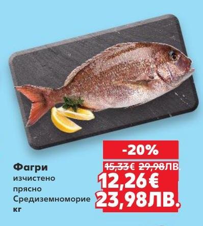 Прясна изчистена фагри от Средиземноморието с 20% отстъпка.