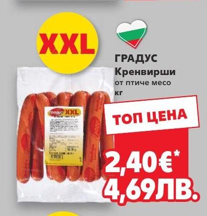 Градус Кренвирши от птиче месо в Кауфланд.
