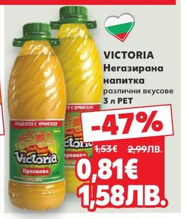 Victoria предлага негазирана напитка с различни вкусове, идеална за цялото семейство.
