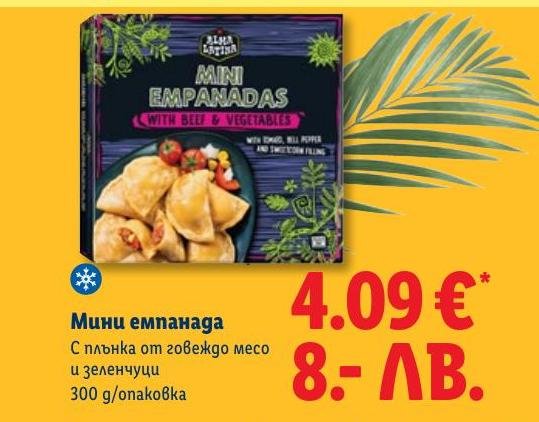 Мини емпанада с говеждо месо и зеленчуци 300 г в Лидл.