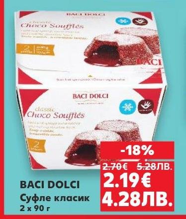 Baci Dolci Суфле класик е изискан десерт с наситен шоколадов вкус и мека текстура