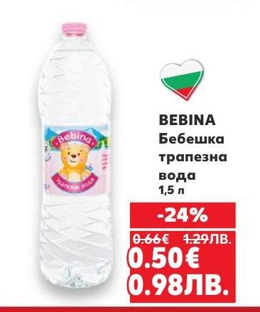 BEBINA бебешка трапезна вода с обем 1,5 литра е идеален избор за хидратация на вашето бебе