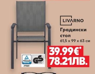 LIVARNO Градински стол – Кауфланд – Цена